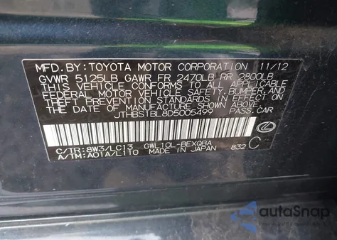 2013 Lexus Gs 450H z USA, uszkodzony, nr VIN JTHBS1BL8D5005499